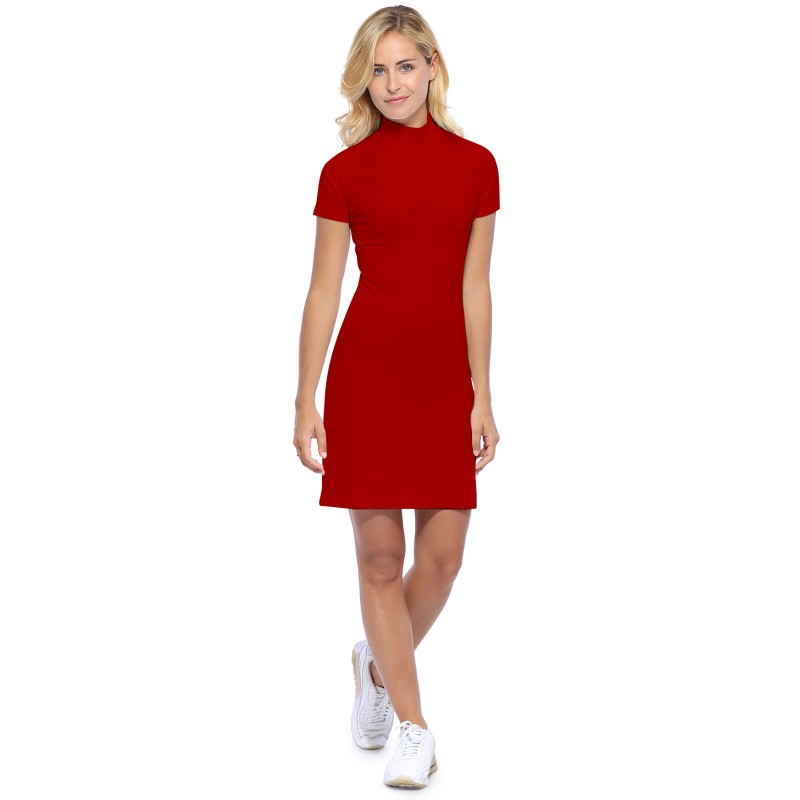 Robe col montant manches courtes en modal PENNY18 Robe col montant manches courtes en modal PENNY18
