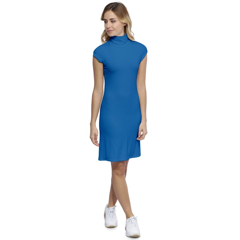 Robe col roulé manches courtes capes en modal CINDY17 Robe col roulé manches courtes capes en modal CINDY17