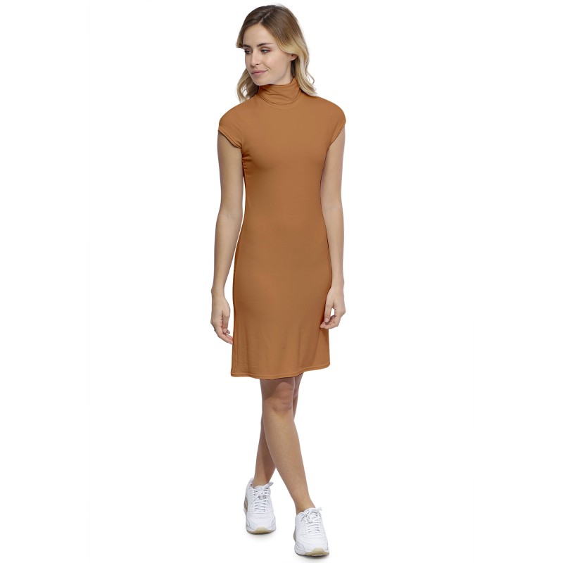 Robe col roulé manches courtes capes en modal CINDY17 Robe col roulé manches courtes capes en modal CINDY17
