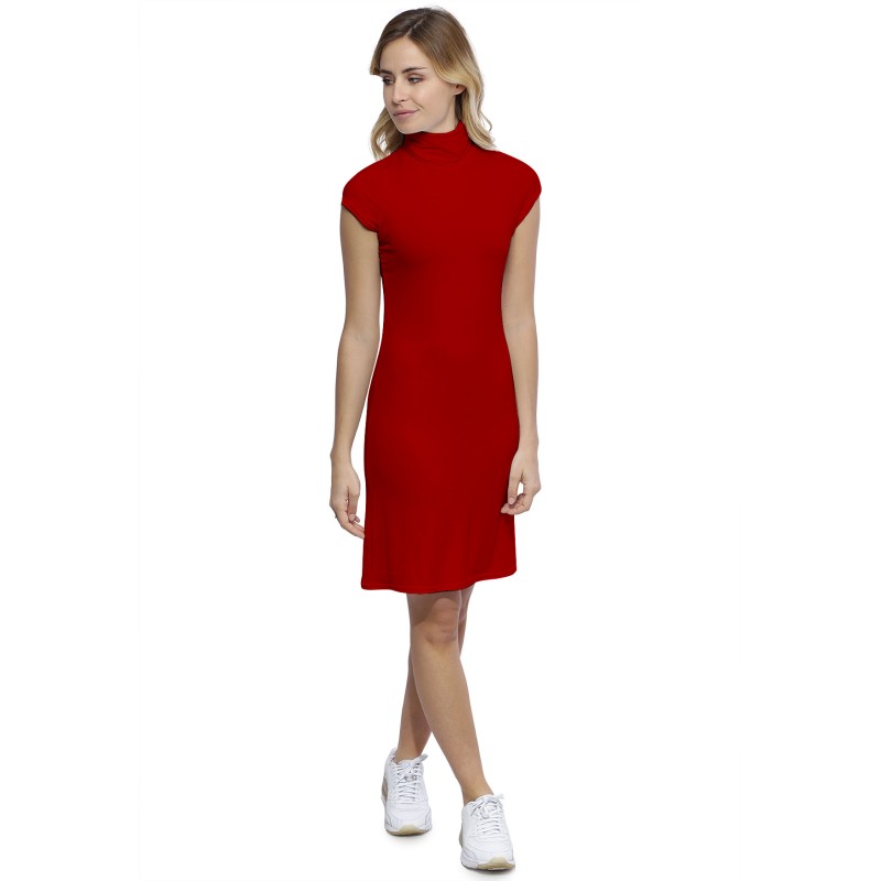 Robe col roulé manches courtes capes en modal CINDY17 Robe col roulé manches courtes capes en modal CINDY17