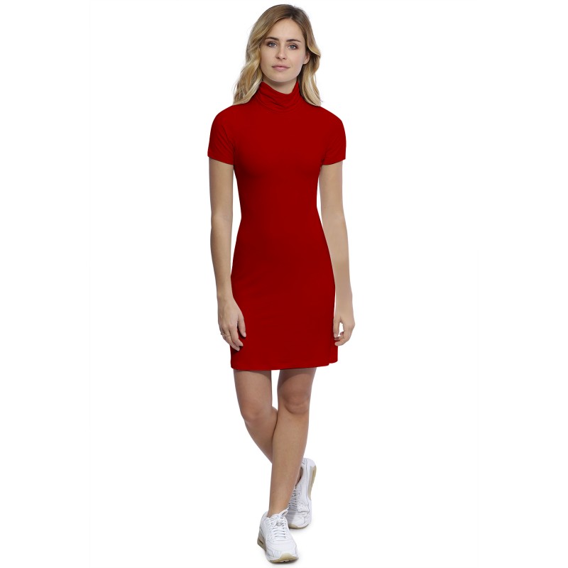 Robe col roulé manches courtes en modal CINDY18 Robe col roulé manches courtes en modal CINDY18