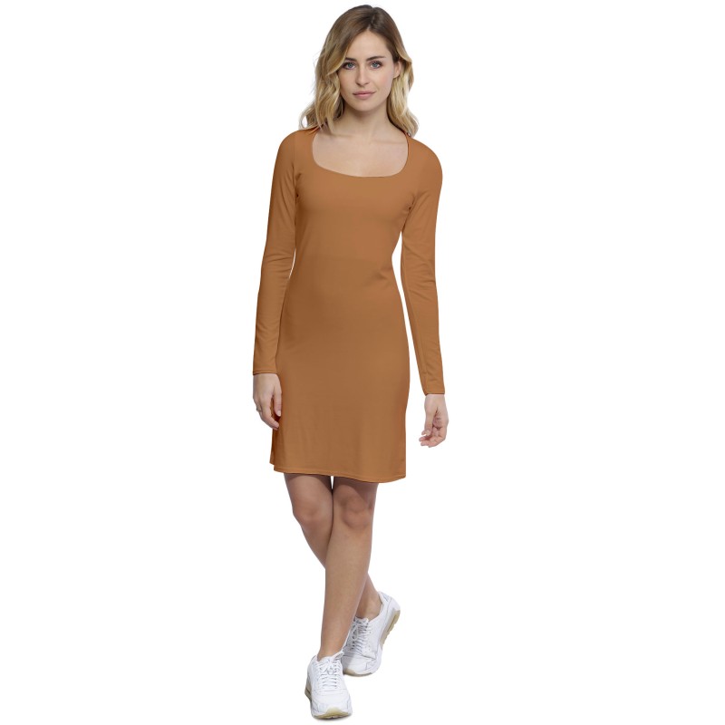 Robe col carré doublée devant manches longues en modal CLARA20 Robe col carré doublée devant manches longues en modal CLARA20