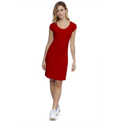 Robe col rond doublée devant manches courtes capes en modal ZAZA17