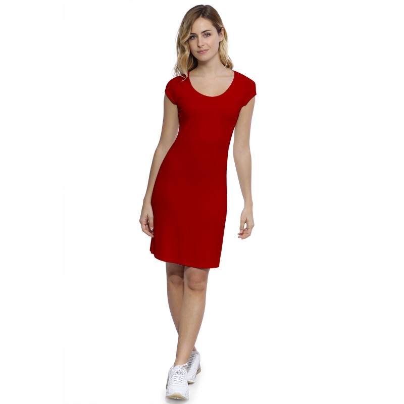 Robe col rond doublée devant manches courtes capes en modal ZAZA17