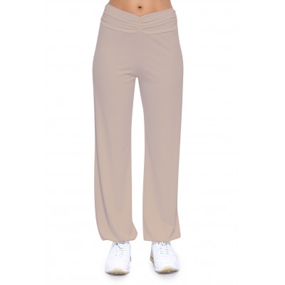 Pantalon coupe fluide taille élastique avec fronces en maille modal SALLY