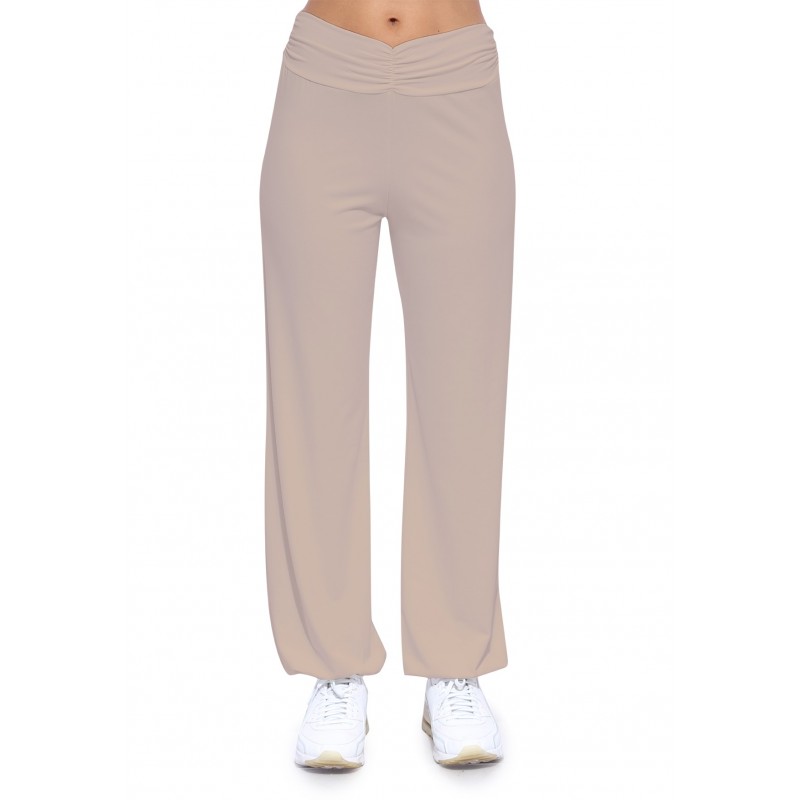 Pantalon coupe fluide taille élastique avec fronces en maille modal SALLY Pantalon coupe fluide taille élastique avec fronces en maille modal SALLY
