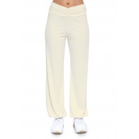 Pantalon coupe fluide taille élastique avec fronces en maille modal SALLY