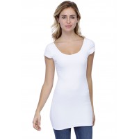 T-shirt long col danseuse manches courtes capes en modal ROXANE07