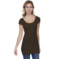 T-shirt long col danseuse manches courtes capes en modal ROXANE07