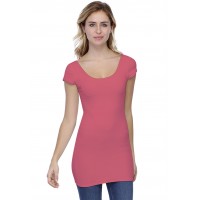 T-shirt long col danseuse manches courtes capes en modal ROXANE07