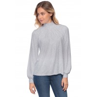 Tee-shirt col montant plissé manches longues SANDY