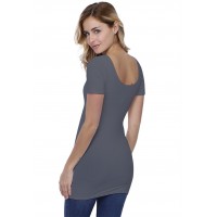T-shirt long col danseuse manches courtes en modal ROXANE08