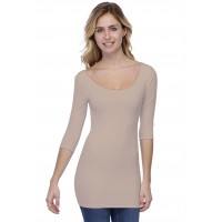 T-shirt long col danseuse manches 3-4 en modal ROXANE09