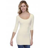 T-shirt long col danseuse manches 3-4 en modal ROXANE09