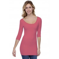 T-shirt long col danseuse manches 3-4 en modal ROXANE09