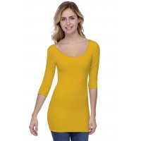 T-shirt long col danseuse manches 3-4 en modal ROXANE09