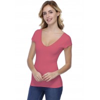 T-shirt col V doublé devant et derrière manches courtes en modal VIVI02