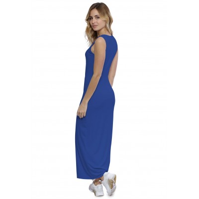 Robe droite longue col rond sans manches en modal MARIE