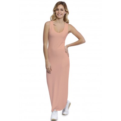 Robe droite longue col rond sans manches en modal MARIE