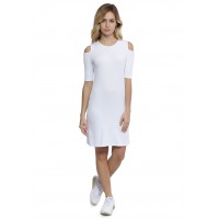Robe col rond épaules nues manches courtes en modal LUNA