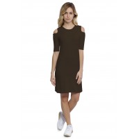 Robe col rond épaules nues manches courtes en modal LUNA