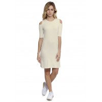Robe col rond épaules nues manches courtes en modal LUNA