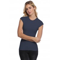 T-shirt ras du cou doublé devant manches courtes capes en modal KATIA02