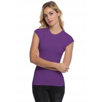 T-shirt ras du cou doublé devant manches courtes capes en modal KATIA02