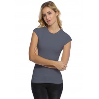 T-shirt ras du cou doublé devant manches courtes capes en modal KATIA02