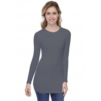 T-shirt long ras de cou doublé devant manches longues en modal KATIA10
