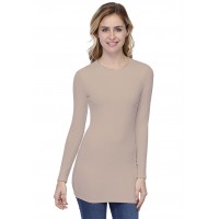 T-shirt long ras de cou doublé devant manches longues en modal KATIA10