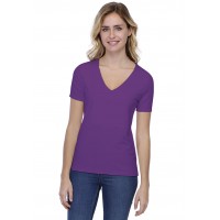 T-shirt coupe droite col V doublé devant manches courtes en modal BAY03