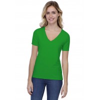 T-shirt coupe droite col V doublé devant manches courtes en modal BAY03