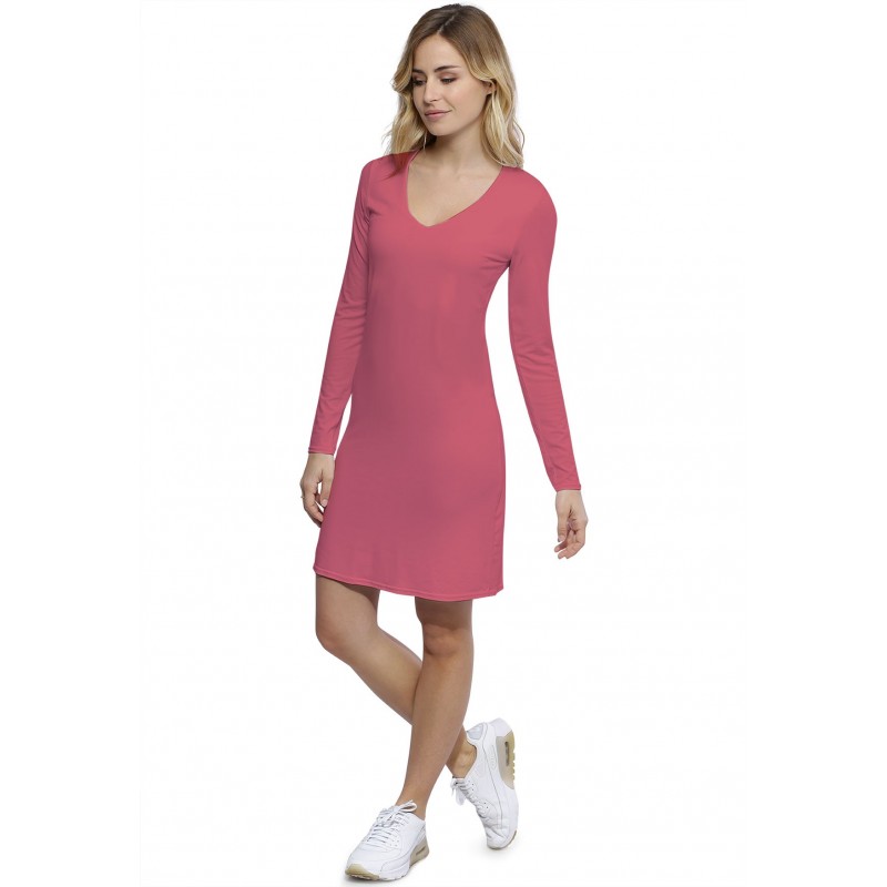 Robe col V doublée devant manches longues en modal SYLVIA20 Robe col V doublée devant manches longues en modal SYLVIA20