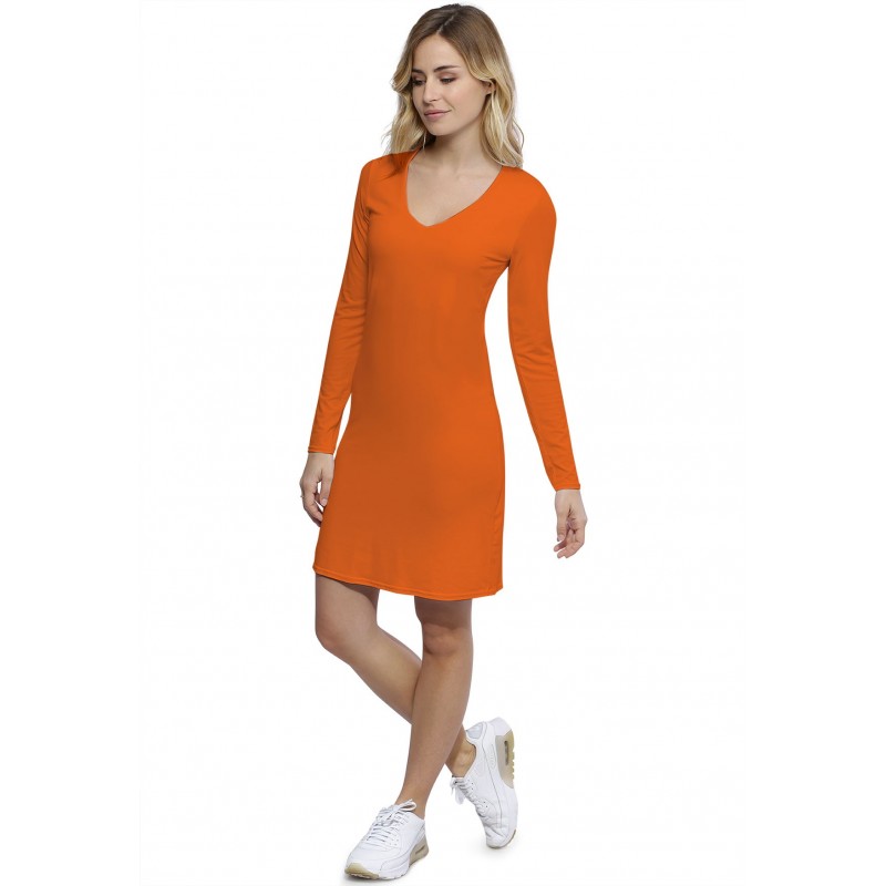 Robe col V doublée devant manches longues en modal SYLVIA20 Robe col V doublée devant manches longues en modal SYLVIA20