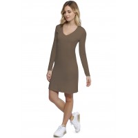 Robe col V doublée devant manches longues en modal SYLVIA20