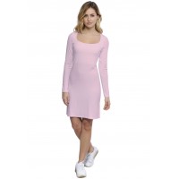 Robe col carré doublée devant manches longues en modal CLARA20