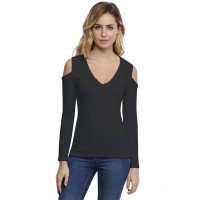 T-shirt col V épaules nues manches longues en modal ALBA05