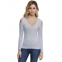T-shirt col V épaules nues manches longues en modal ALBA05