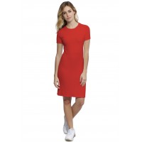 Robe ras du cou doublée devant manches courtes en modal KATIA18