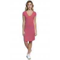 Robe col V devant et derrière manches courtes capes en modal VIVI17