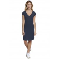 Robe col V devant et derrière manches courtes capes en modal VIVI17