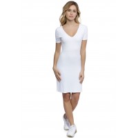 Robe col V devant et derrière manches courtes en modal VIVI18