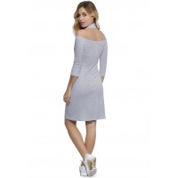 Robe épaules nues et dos nu manches 3-4 en modal NESS19