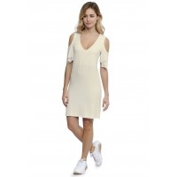Robe col V manches courtes à volants en modal JOLIE