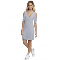Robe col V manches courtes à volants en modal JOLIE