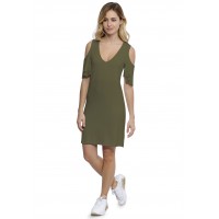Robe col V manches courtes à volants en modal JOLIE